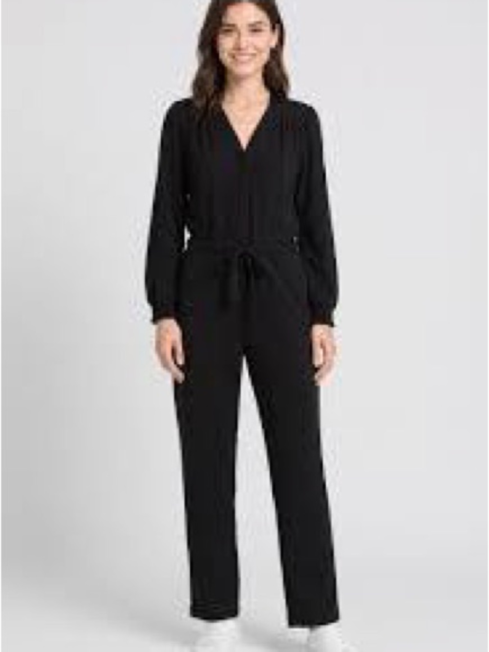 Classic Black V-Neck Tie-Waist Jumpsuit
